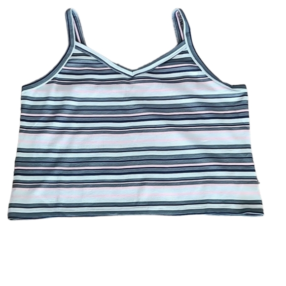 SO BRAND WOMENS PLUS JUNIOR SIZE SUMMER PINK STRIPED "WAFFLE" TANK SIZE 2X - Picture 1 of 15